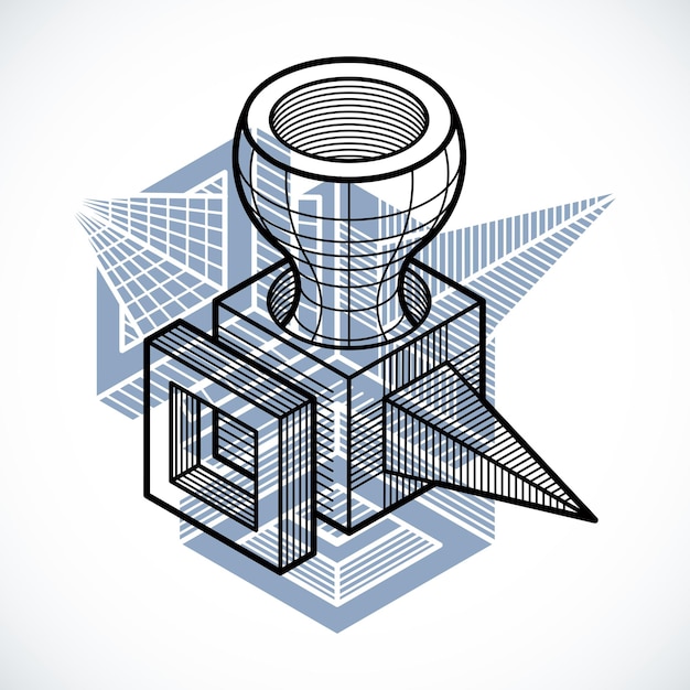 Vector 3d design, abstract vector dimensional cube shape.