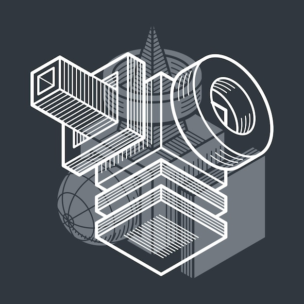 Vector 3d design, abstract vector dimensional cube shape.