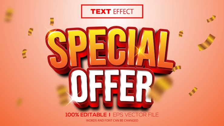 3d editable text effect special offer theme premium vector