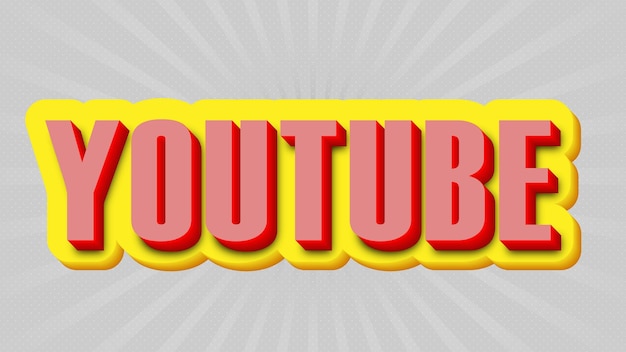 Vector 3d editable youtube text effect stylist font for social media