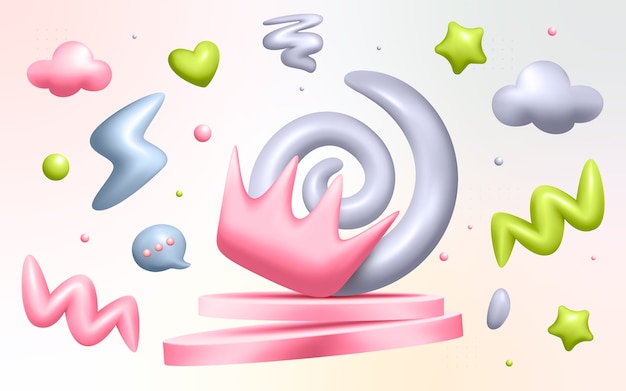 Vector 3d elements in realistic style illustration