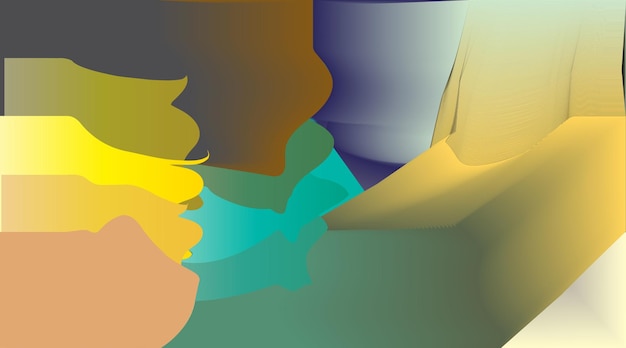 Vector 3d fluid wavy shape bright cloudy futuristic background