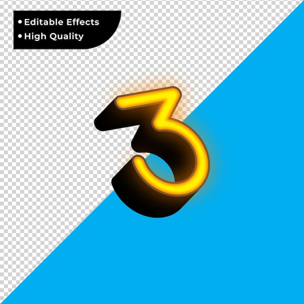 Vector 3d glowing effect on number 3