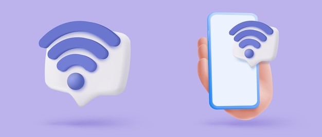Vector 3d icon wireless connect and sharing network on internet hotspot access point for coverage broadcasting area join with public wifi 3d wireless signal simplicity icon vector render illustration