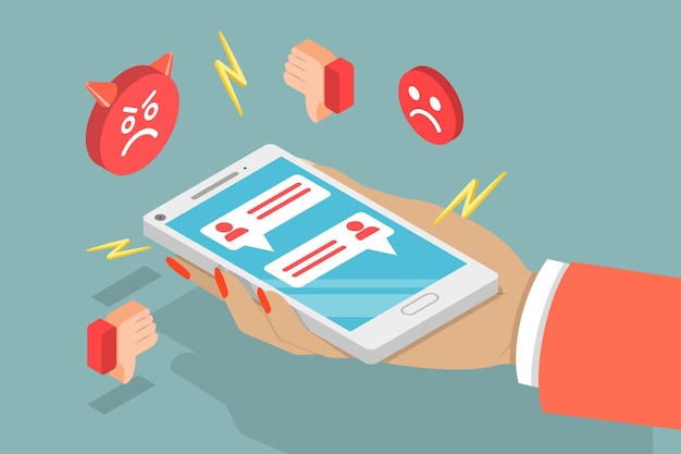 Vector 3d isometric flat vector conceptual illustration of angry feedback