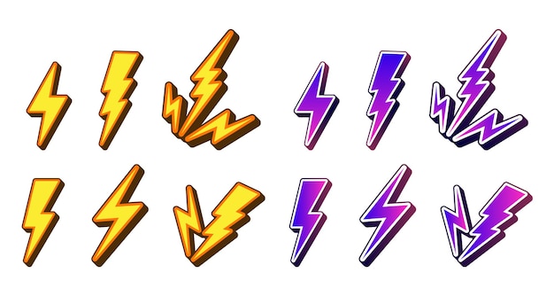 3d lightning with orange and blue color