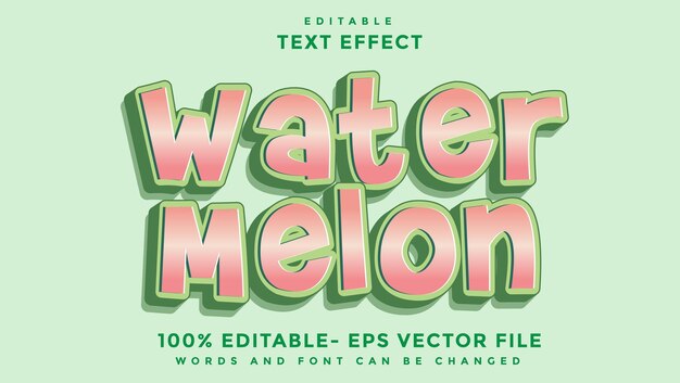3d minimal gradient word water melon editable text effect design template effect saved in graphic style
