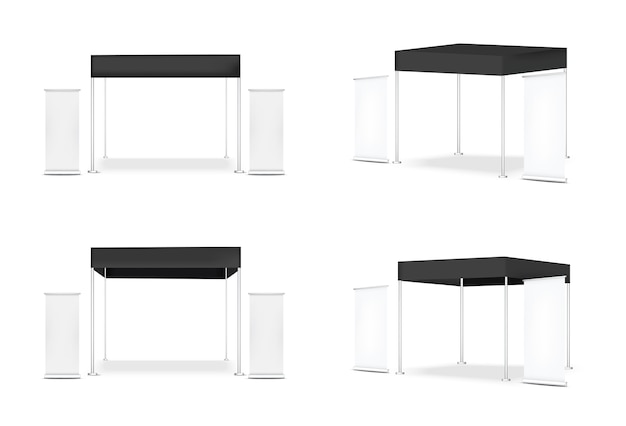 Vector 3d mock up realistic tent display pop booth.