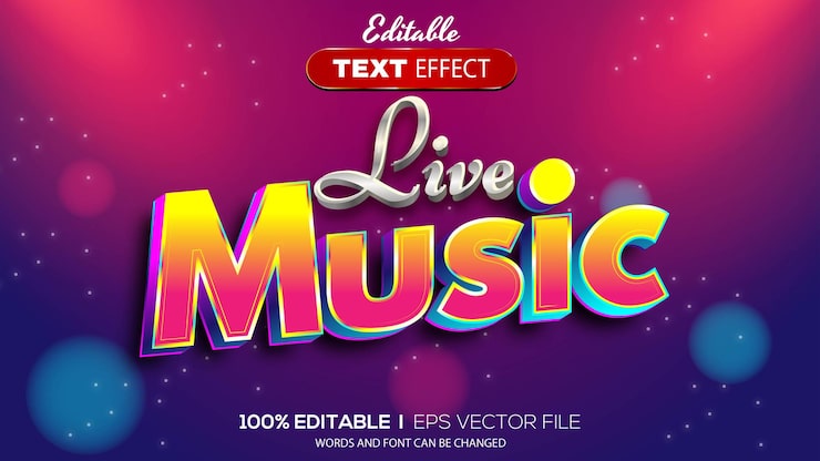 3D music text effect Editable text effect
