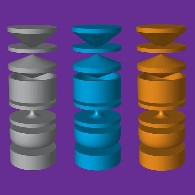 Vector 3d objects a stack of cups a stack of colorful plastic cups a stack of plastic cups cylindrical