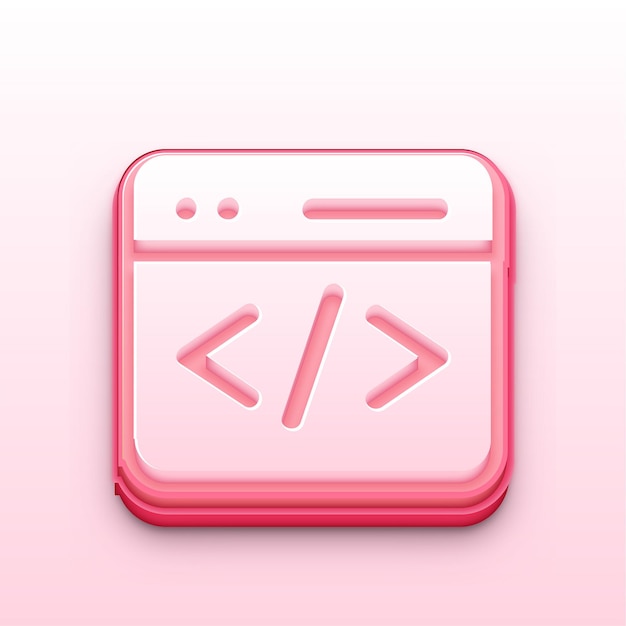 Vector 3d pink coding icon for programming and tech projects