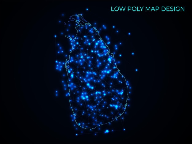 Vector 3d polygonal mesh of the world map on a dark background
