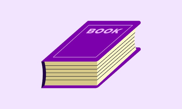 Vector 3d purple book with the title book on the cover thick book design