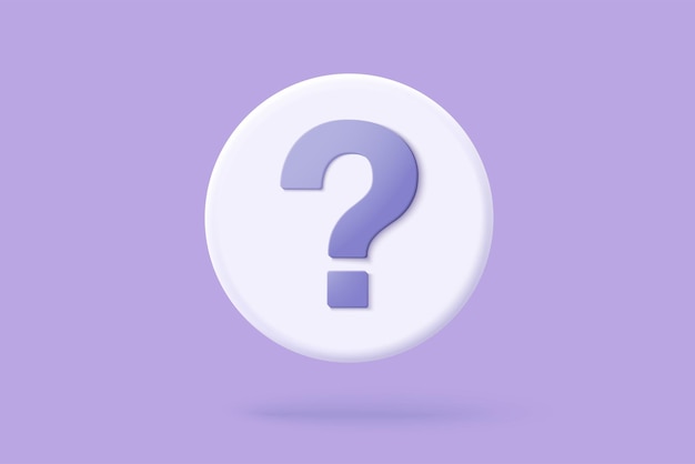 Vector 3d question mark icon sign or ask faq and qa answer solution information have a question question answer sign or problem with cartoon minimal style concept 3d icon vector rendering illustration