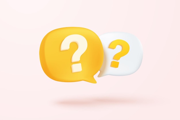 Vector 3d question mark icon sign or ask faq and qa answer solution information have a question question answer sign or problem with cartoon minimal style concept 3d icon vector rendering illustration