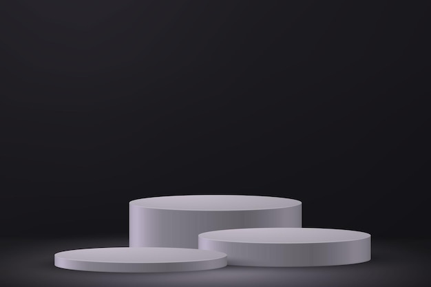 Vector 3d realistic podium or pedestal on black background