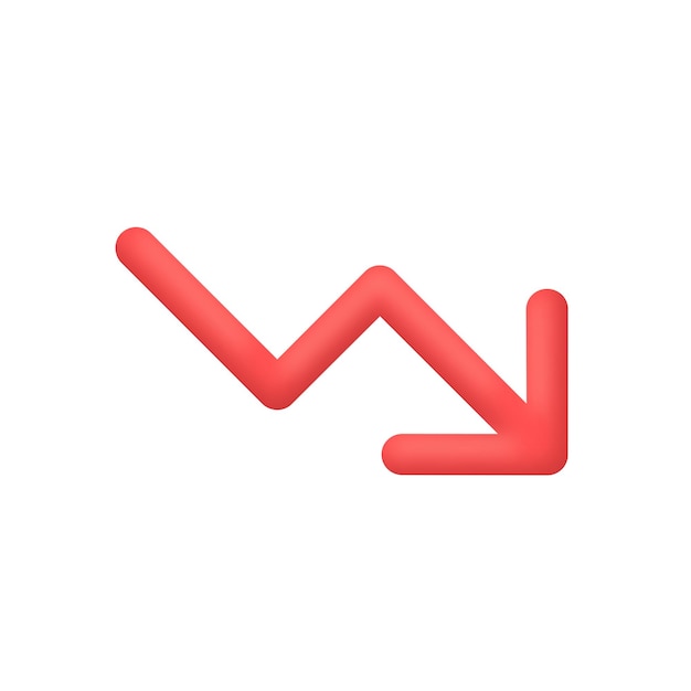 Vector 3d realistic trend down or decrease icon vector illustration