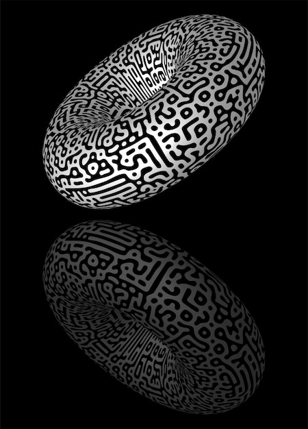 Vector 3d realistic volumetric torus with touring pattern.