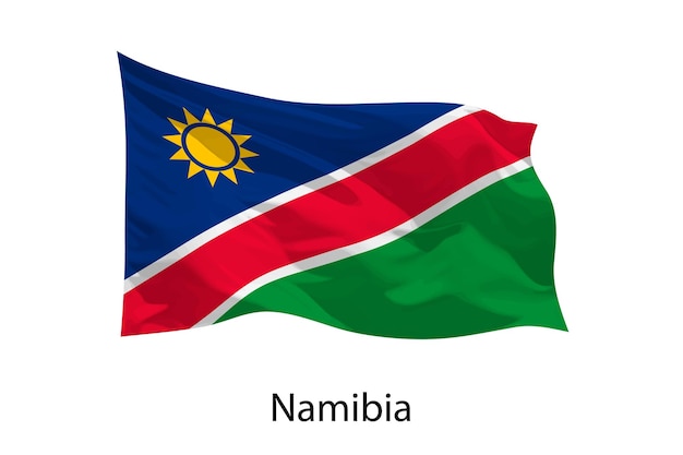 Vector 3d realistic waving flag of namibia isolated