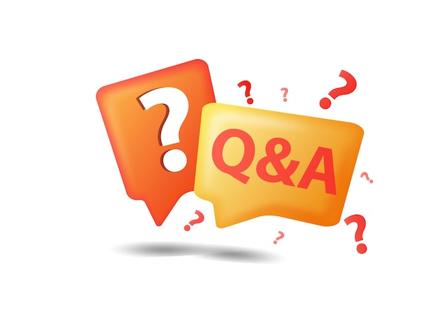 Vector 3d render speech bubble question mark qa vector icon isolated on white