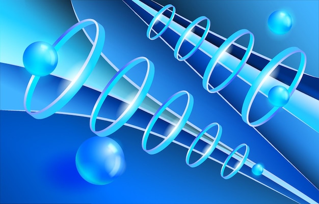 Vector 3d ring ball abstract blue line