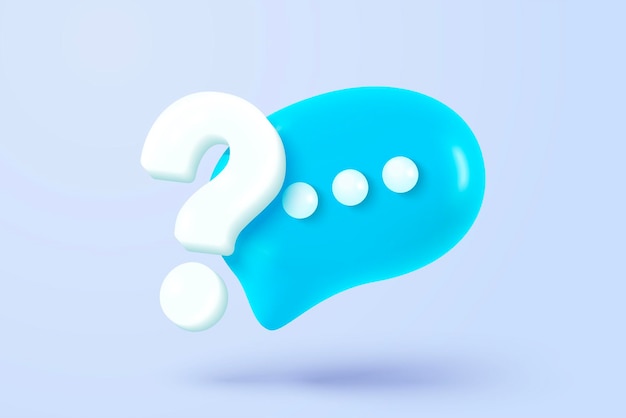 Vector 3d speech bubbles question mark icon sign or ask faq and qa answer solution information have a question question answer sign or problem 3d answer speech bubbles icon vector rendering illustration