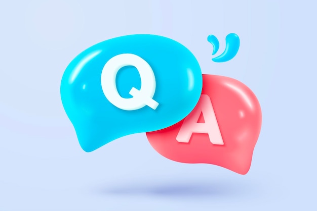 Vector 3d speech bubbles question mark icon sign or ask faq and qa answer solution information have a question question answer sign or problem 3d answer speech bubbles icon vector rendering illustration