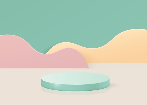 3d stage background minimal scene with geometric platform stage background vector 3d rendering