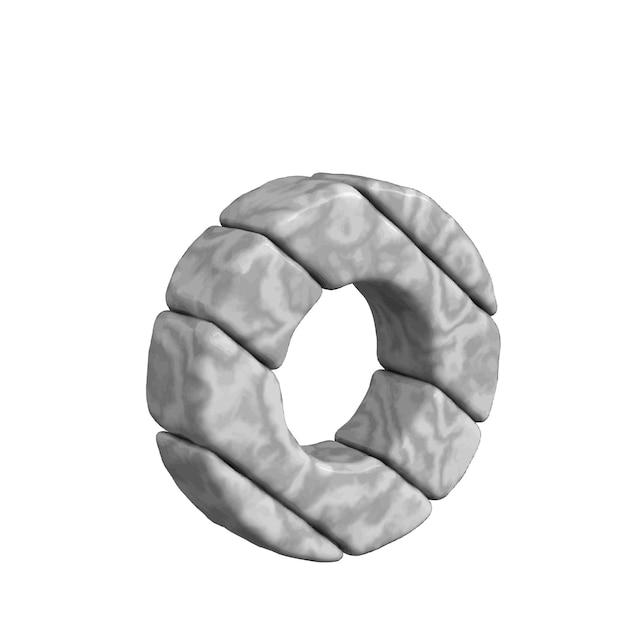 Vector 3d symbol made of marble letter o