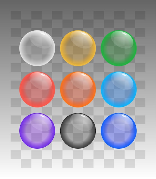 Vector 3d transparent 9 balloons.balls
