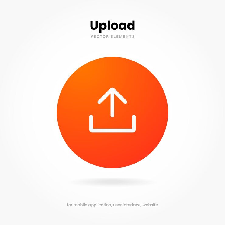 3d upload button icon. uploading icon. up arrow bottom side symbol. click here button for ui ux