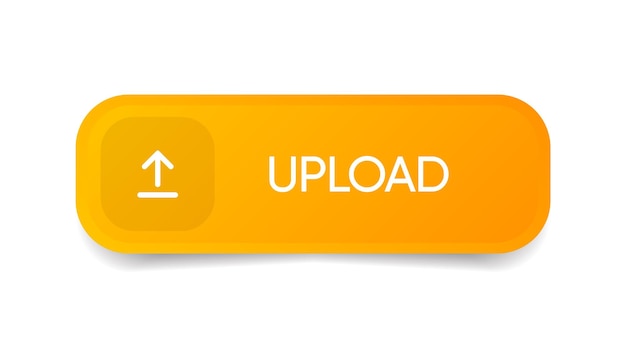Vector 3d upload button icon uploading icon up arrow bottom side symbol click here button for ui ux