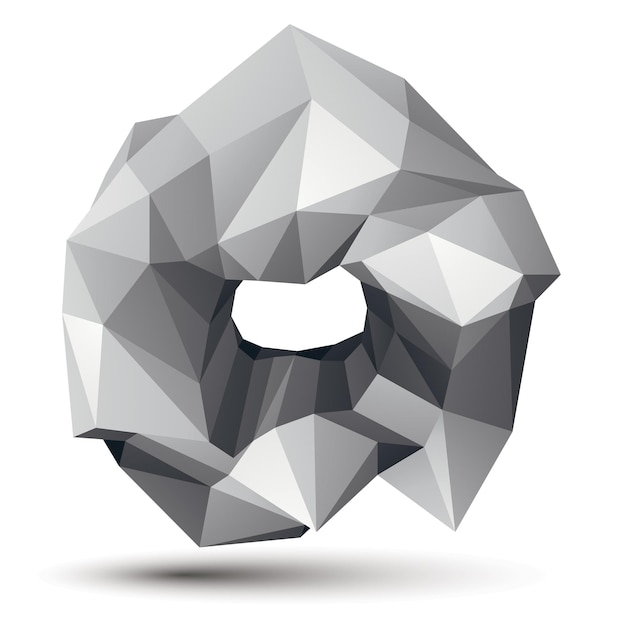 Vector 3d vector abstract design object, polygonal complicated figure. grayscale three-dimensional deformed shape, render.