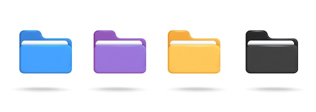Vector 3d vector set of computer file folder in different color icon design
