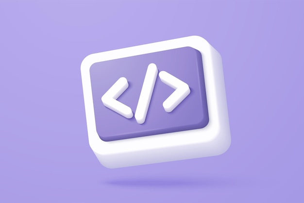 Vector 3d web development icon with bubble speech concept website developer coding with software engineer computer screen web page 3d programming vector icon render illustration