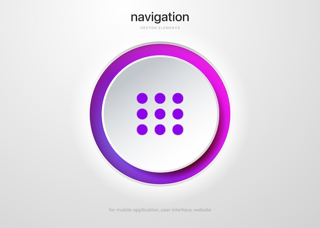 Vector 3d website navigation hamburger menu icon push button. website and mobile app menu symbol for ui ux