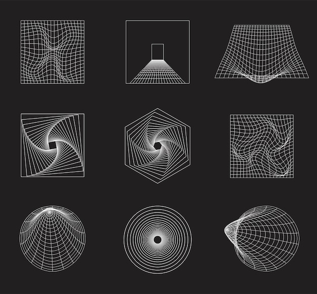 Vector 3d wireframe asset vector collection