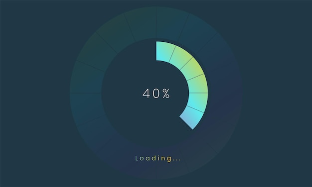 Vector 40 percent loading user interface a futuristic loading icon colorful loading tap menu ui use