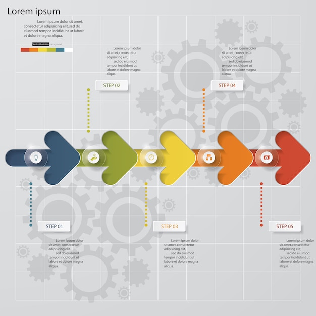 Vector 5 steps of arrow infografics template.
