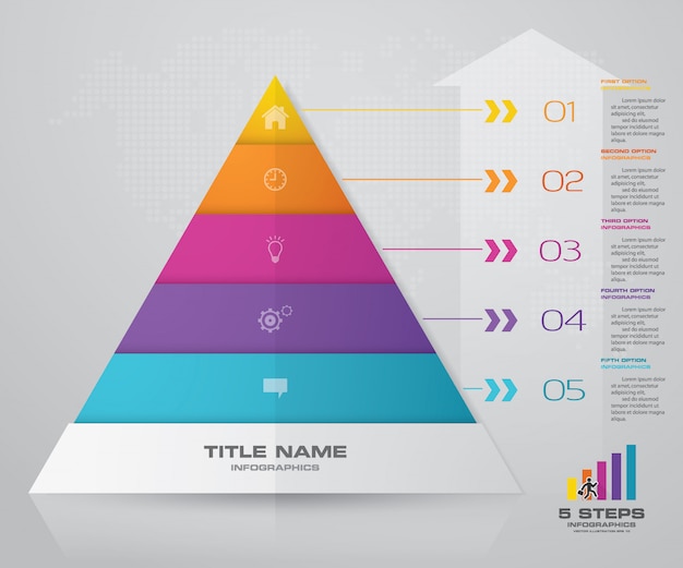 Vector 5 steps pyramid presentation chart. eps10. 