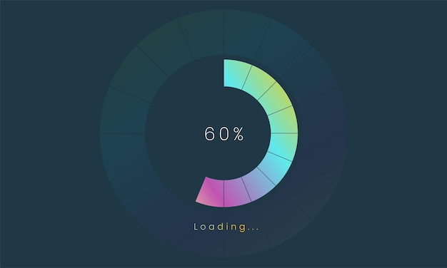 Vector 60 percent loading user interface a futuristic loading icon colorful loading tap menu ui use