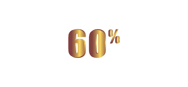 Vector 60 percent on white background 3d gold isolated vector image