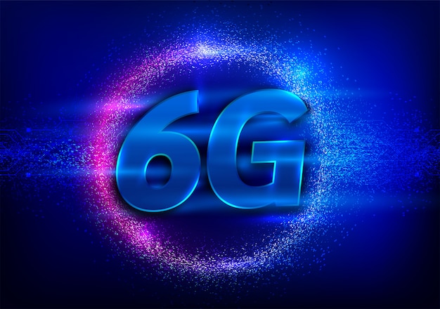 Vector 6g new wireless internet wifi connection. big data binary code flow numbers. global network high speed innovation connection data rate technology vector illustration.