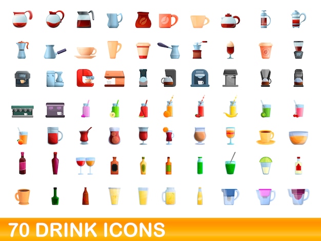 Vector 70 drink icons set