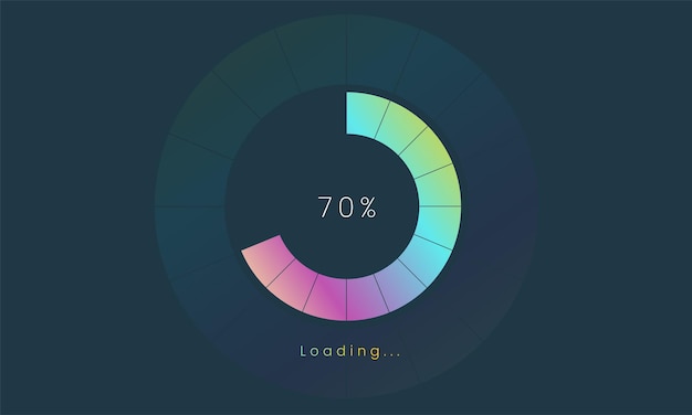 Vector 70 percent loading user interface a futuristic loading icon colorful loading tap menu ui used