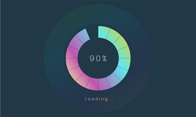 Vector 90 percent loading user interface a futuristic loading icon colorful loading tap menu ui use