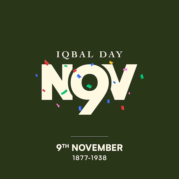 9th november iqbal day create post or square banner template