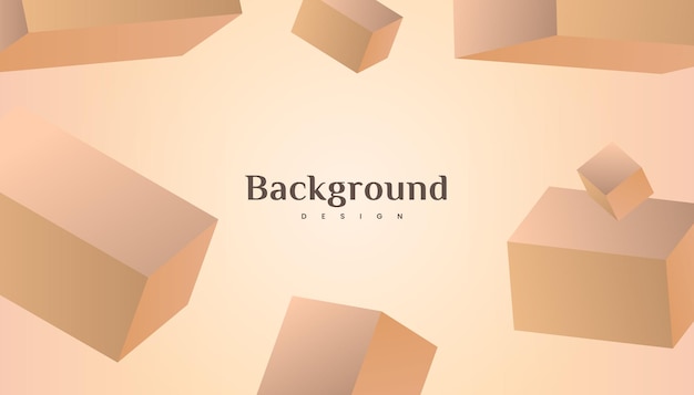 Vector abstract 3d cube brown gold gradient luxury background design.