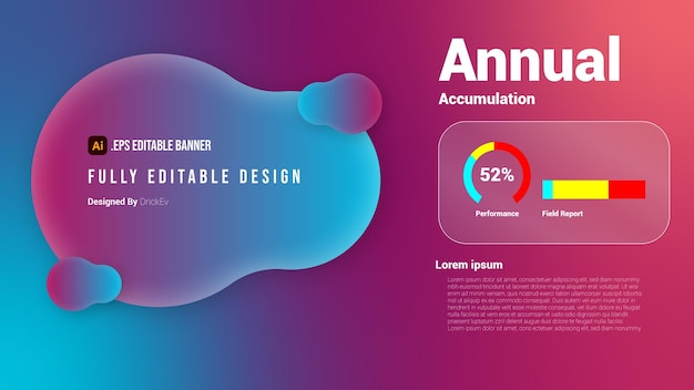 Vector abstract annual performance banner with fluid gradient