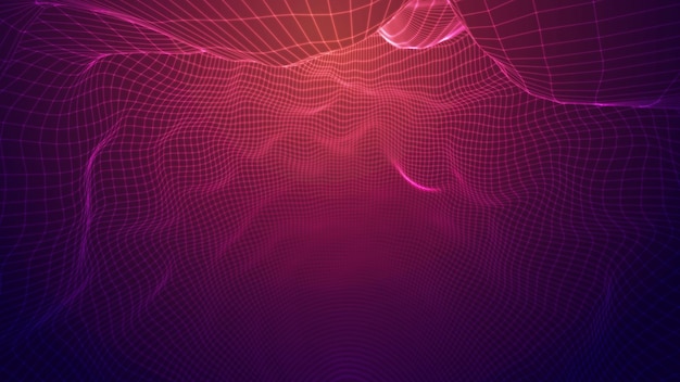 Vector abstract background of bright glowing particles and paths. vector illustration